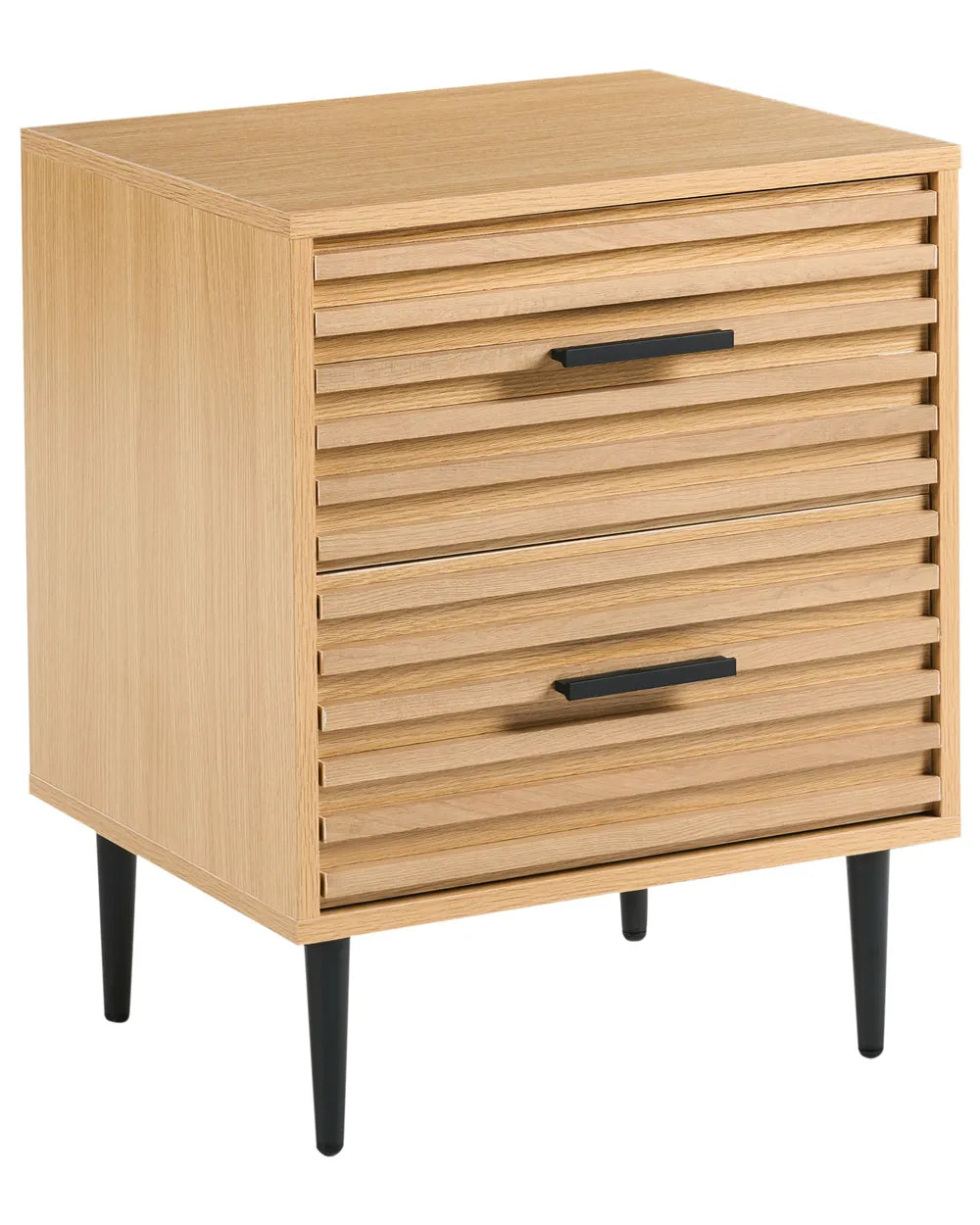 2 Drawer Bedside Table Light Brown Leo