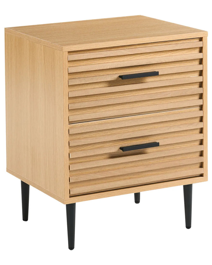 2 Drawer Bedside Table Light Brown Leo