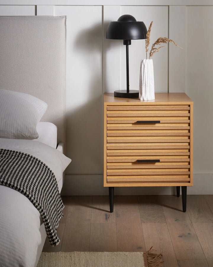 2 Drawer Bedside Table Light Brown Leo