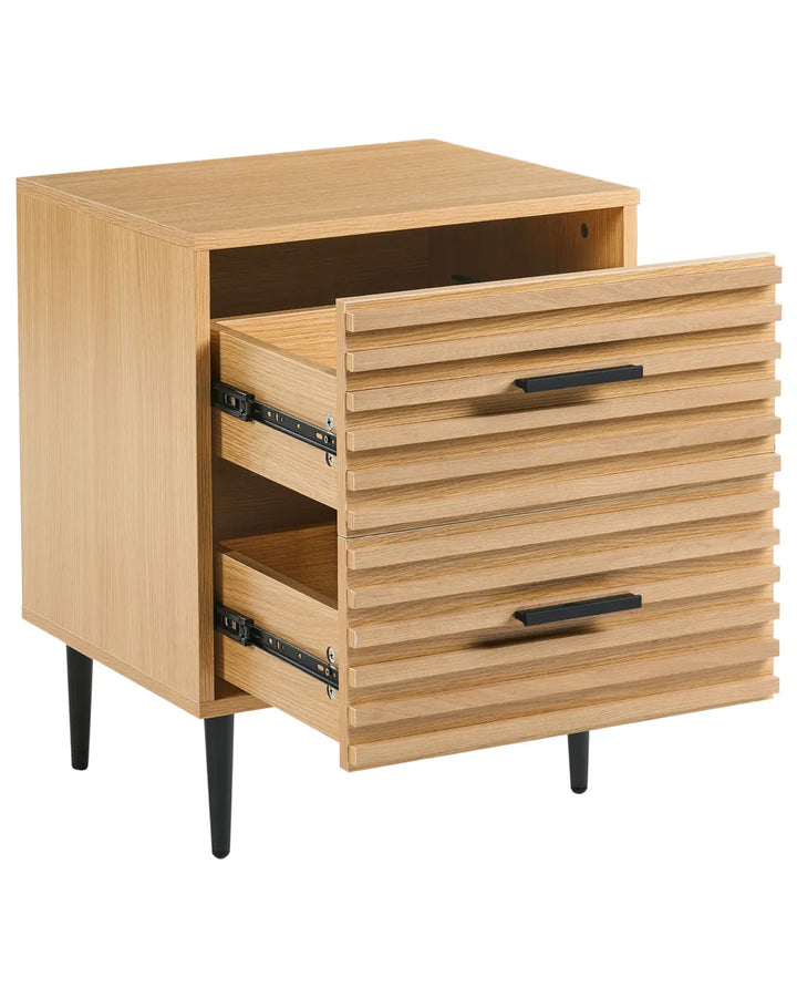 2 Drawer Bedside Table Light Brown Leo
