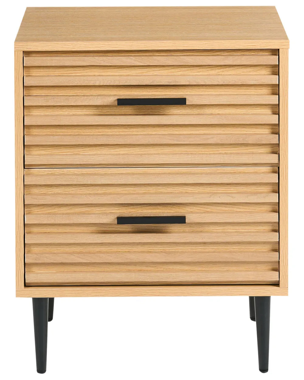 2 Drawer Bedside Table Light Brown Leo