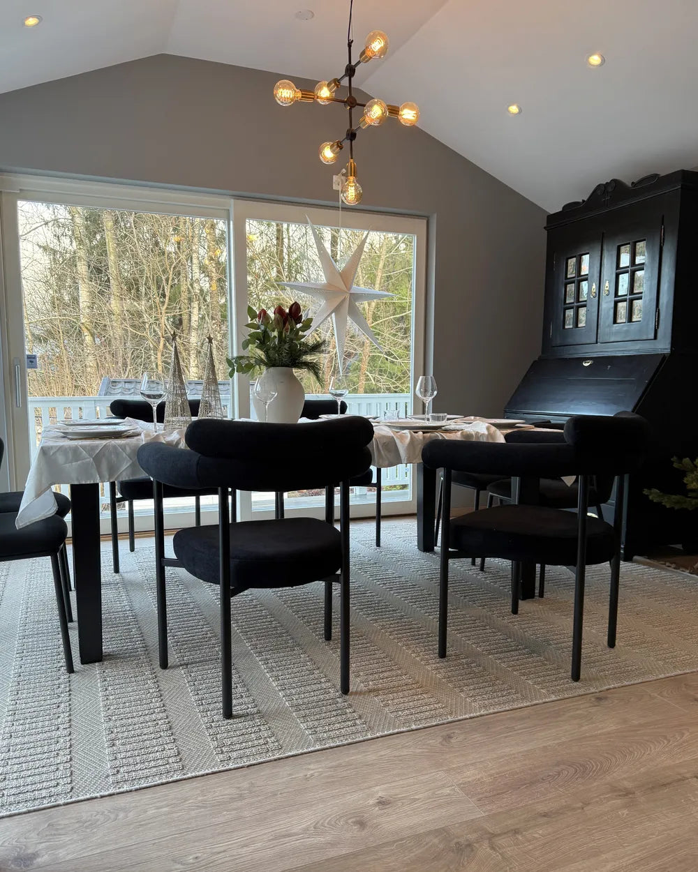 Set of 2 Dining Chairs Fabric Black Jennie