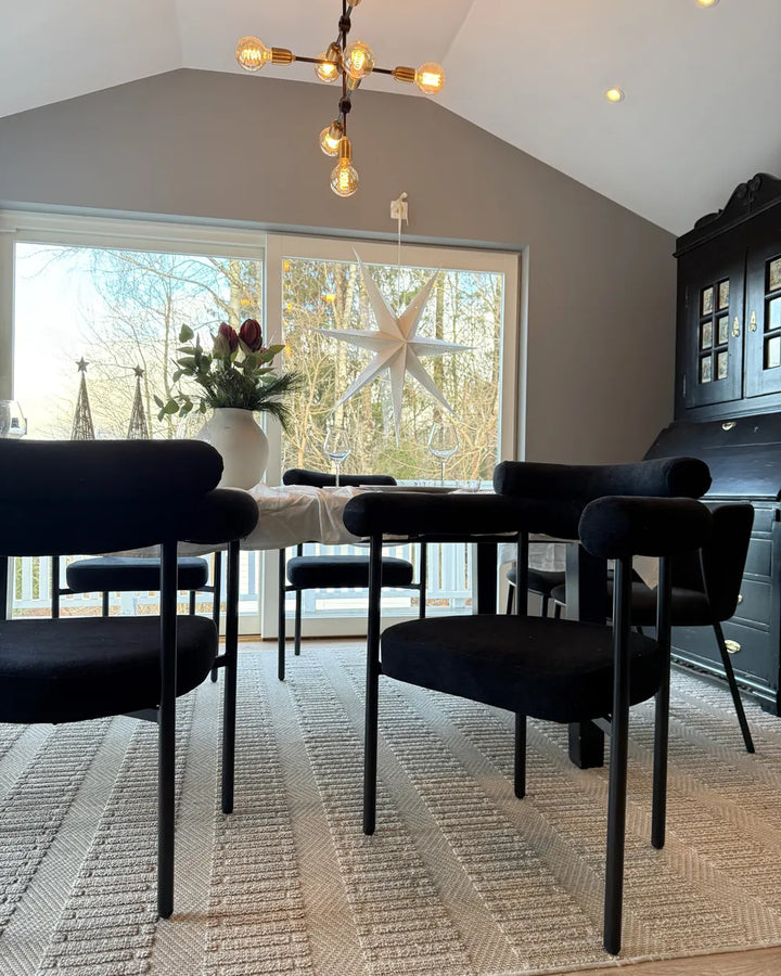Set of 2 Dining Chairs Fabric Black Jennie