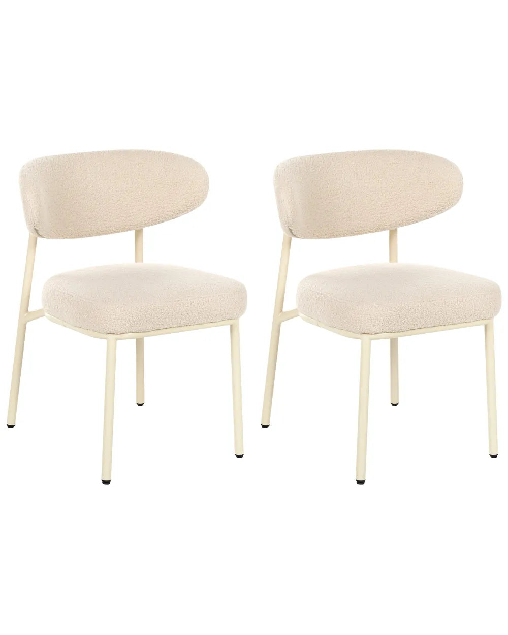 Set of 2 Dining Chairs Boucle Light Beige Peace