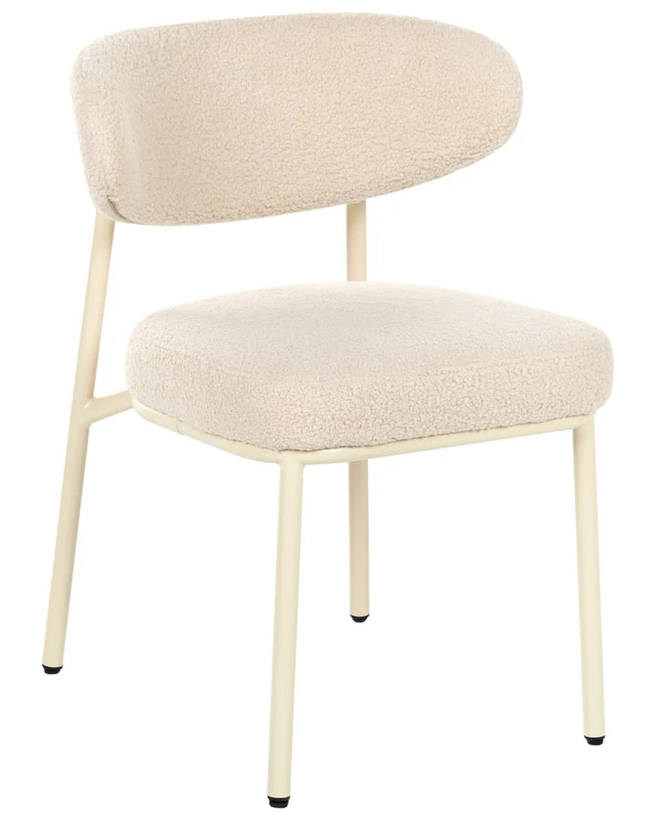 Set of 2 Dining Chairs Boucle Light Beige Peace