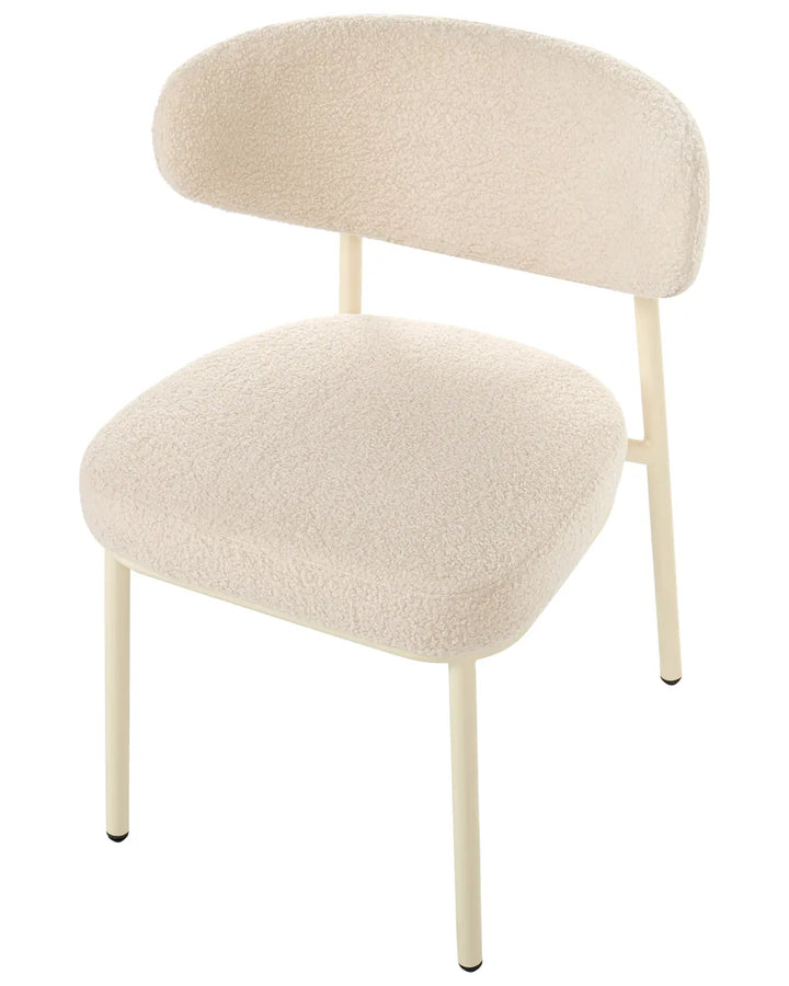 Set of 2 Dining Chairs Boucle Light Beige Peace