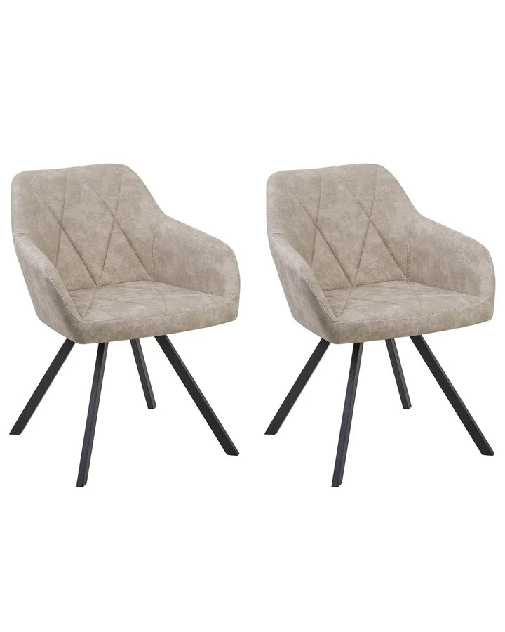 Set of 2 Dining Chairs Fabric Beige Allen
