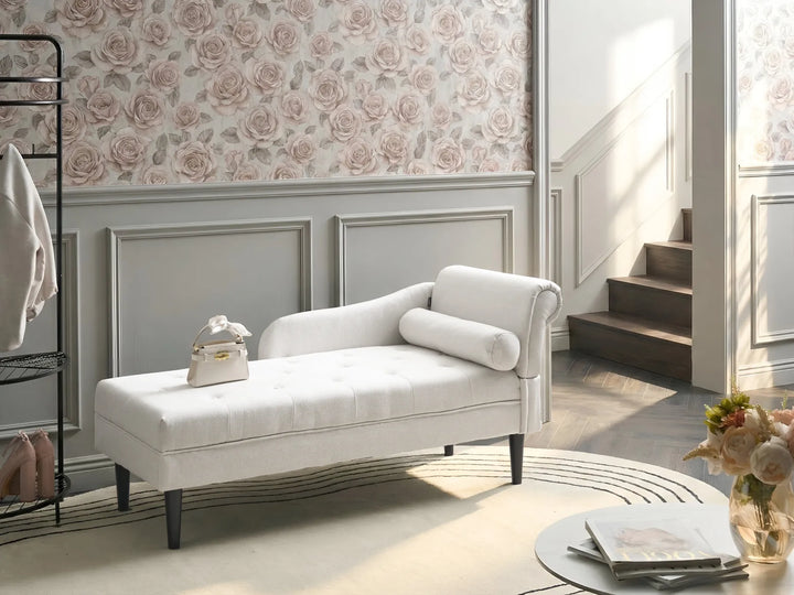 Right-Hand Chaise Lounge Fabric Off-White Beracha