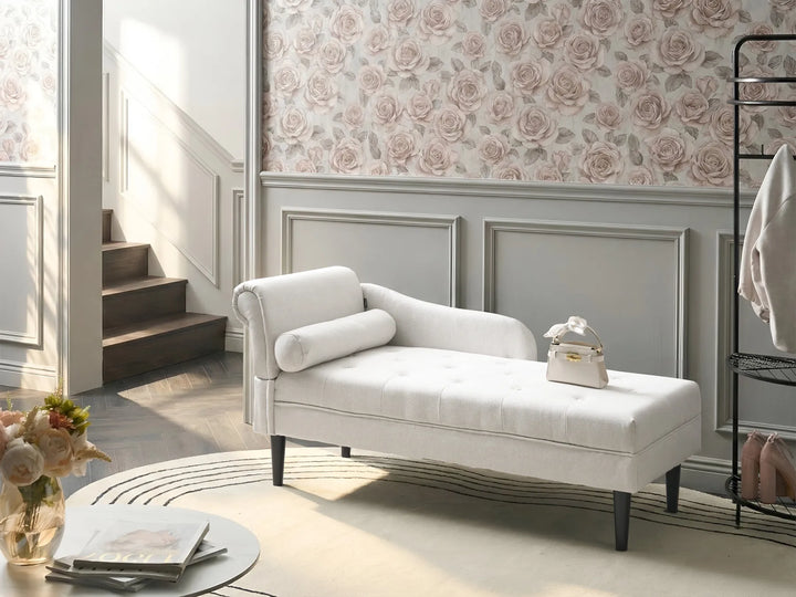 Left-Hand Chaise Lounge Fabric Off-White Beracha