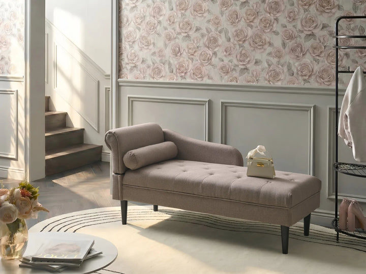 Left-Hand Chaise Lounge Fabric Taupe Beracha