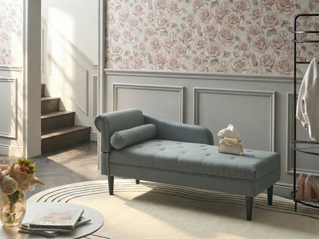 Left-Hand Chaise Lounge Fabric Green Beracha