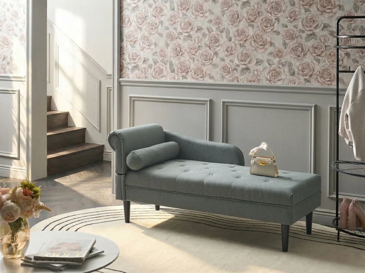 Left-Hand Chaise Lounge Fabric Green Beracha