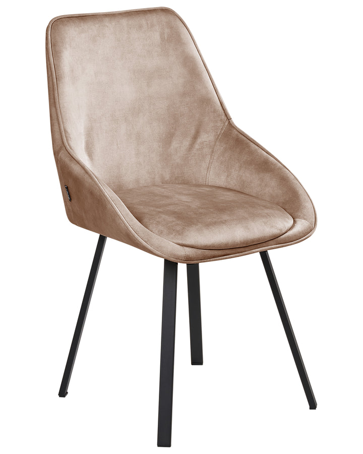 Set of 2 Dining Chairs Swivel Velvet Beige Ira