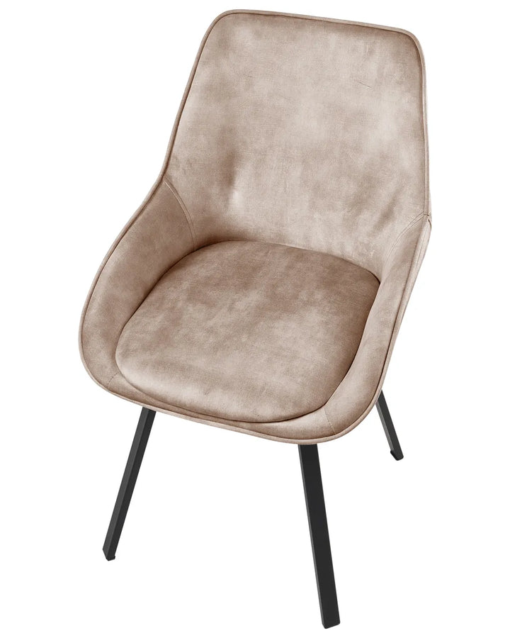 Set of 2 Dining Chairs Swivel Velvet Beige Ira