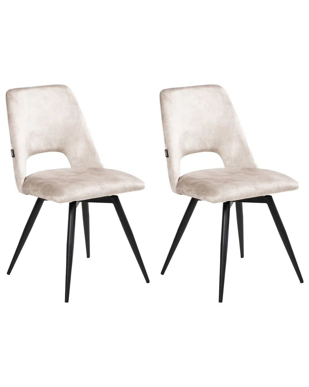 Set of 2 Dining Chairs Swivel Velvet Light Beige Ava