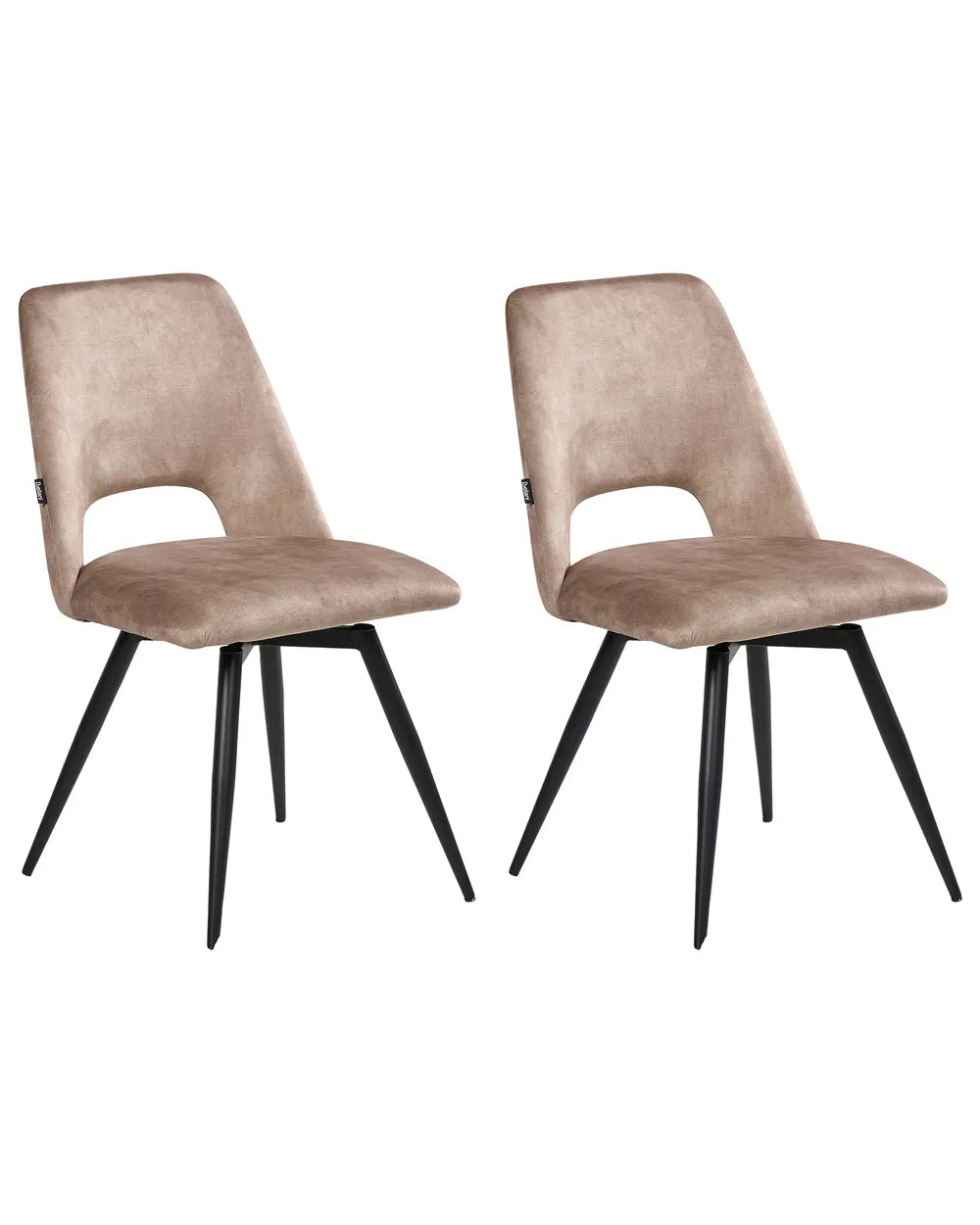 Set of 2 Dining Chairs Swivel Velvet Beige Ava