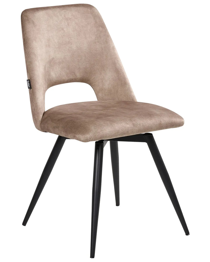 Set of 2 Dining Chairs Swivel Velvet Beige Ava