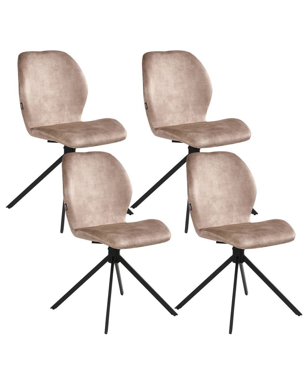 Set of 4 Dining Chairs Swivel Velvet Beige Lily