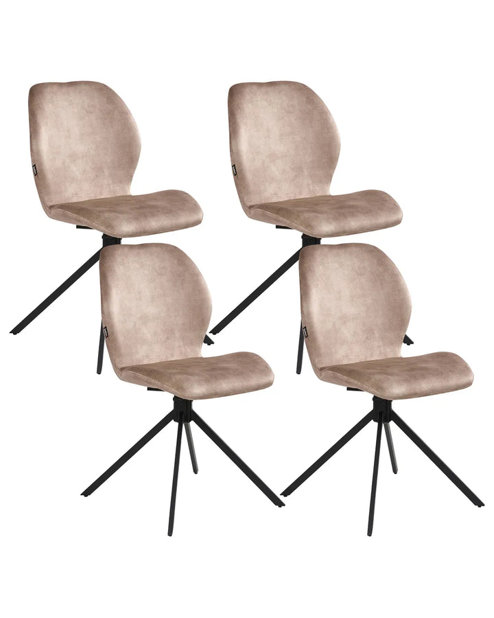Set of 4 Dining Chairs Swivel Velvet Beige Lily