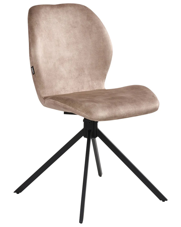 Set of 4 Dining Chairs Swivel Velvet Beige Lily