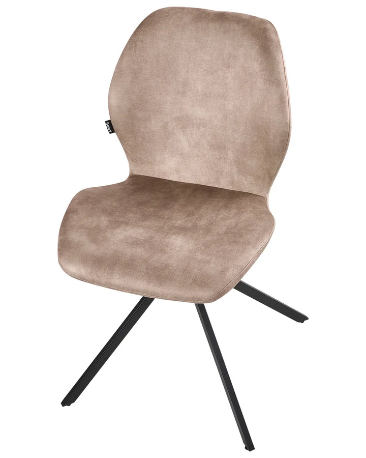 Set of 4 Dining Chairs Swivel Velvet Beige Lily