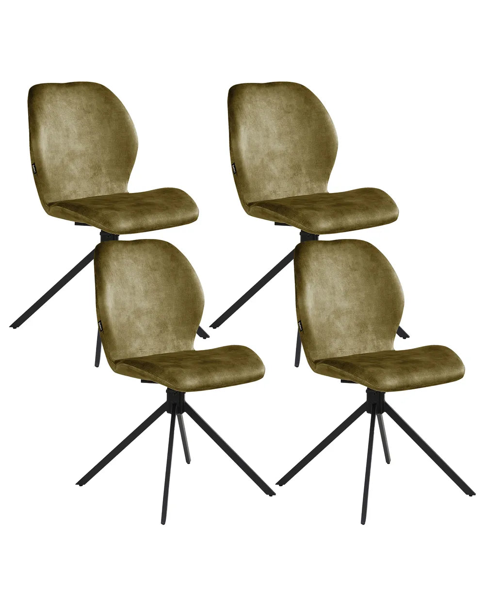 Set of 4 Dining Chairs Swivel Velvet Green Lily
