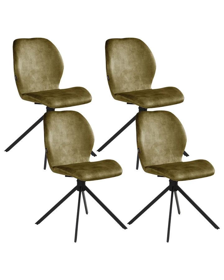 Set of 4 Dining Chairs Swivel Velvet Green Lily