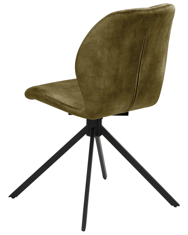 Set of 4 Dining Chairs Swivel Velvet Green Lily