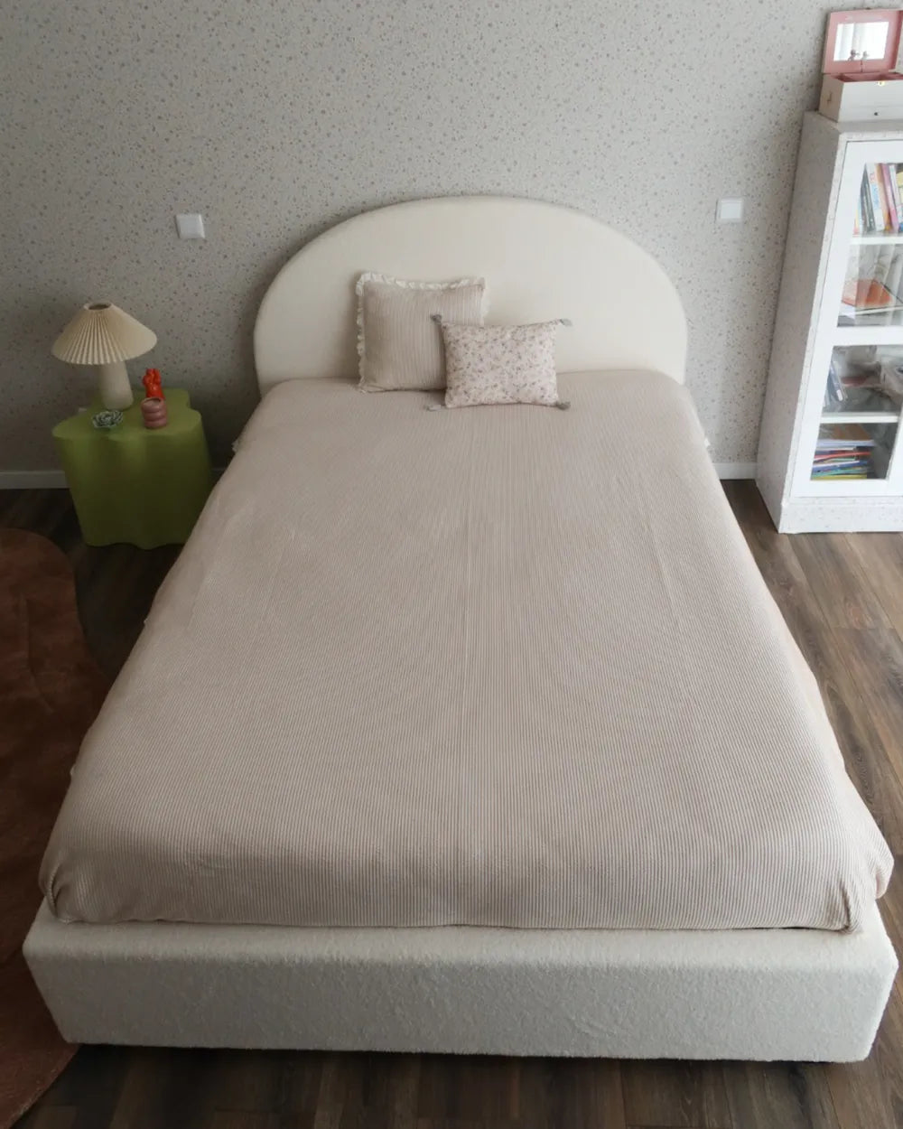 Ottoman Bed Boucle 140 x 200 cm (EU Double) Off-White Strandy