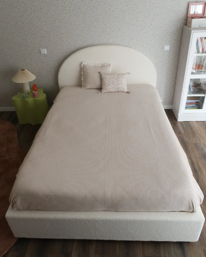 Ottoman Bed Boucle 140 x 200 cm (EU Double) Off-White Strandy