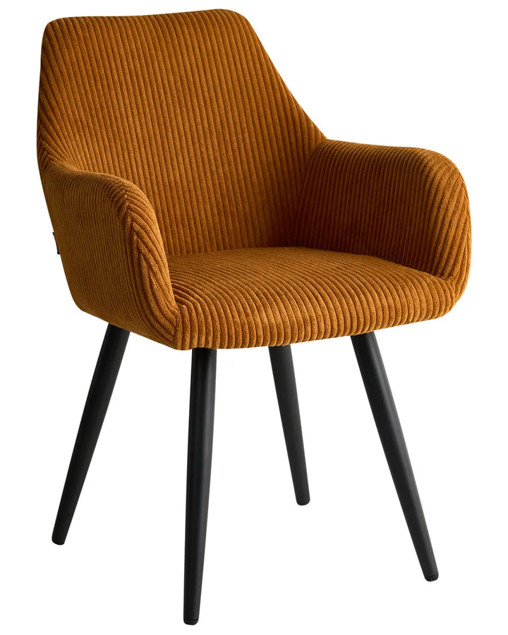 Set of 2 Dining Chairs Corduroy Orange Cami