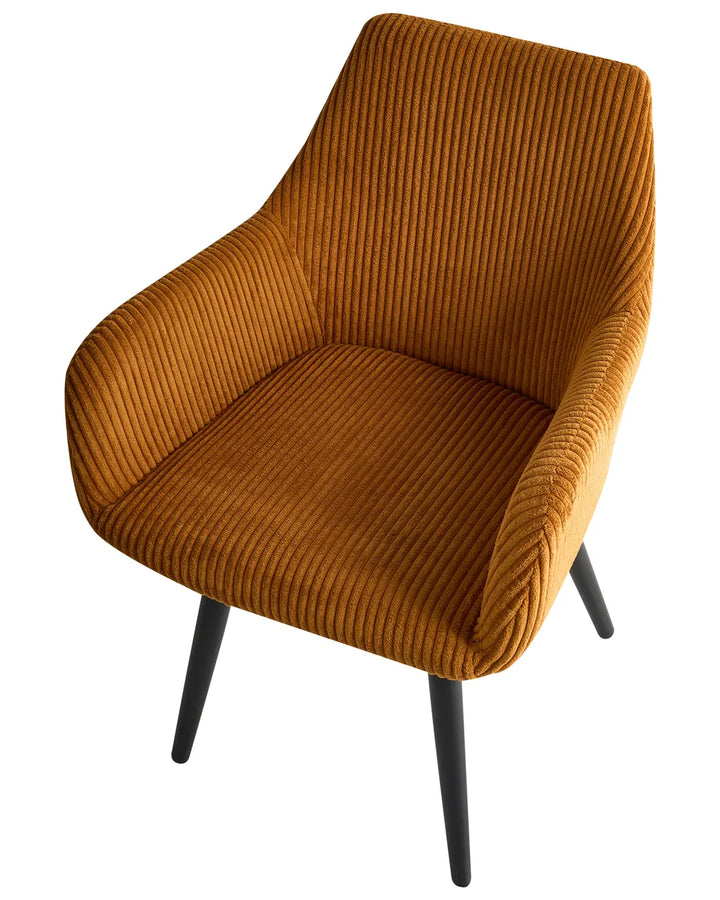 Set of 2 Dining Chairs Corduroy Orange Cami