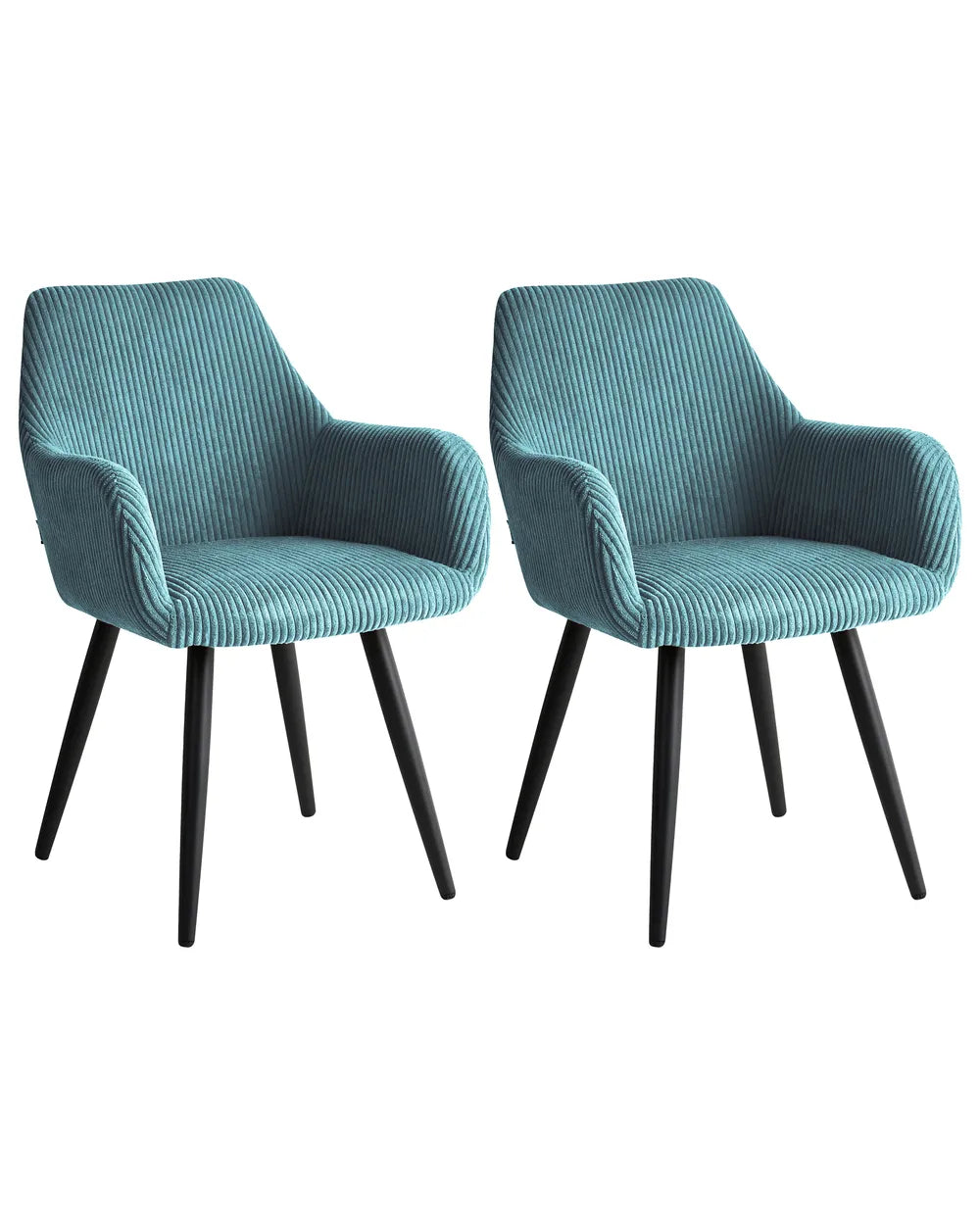 Set of 2 Dining Chairs Corduroy Turquoise Cami