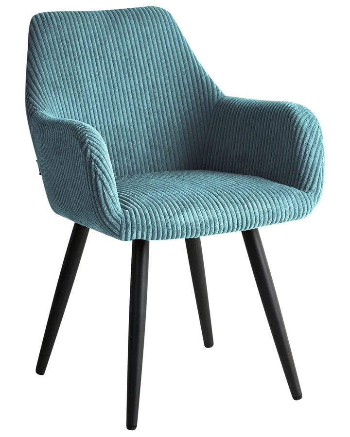 Set of 2 Dining Chairs Corduroy Turquoise Cami