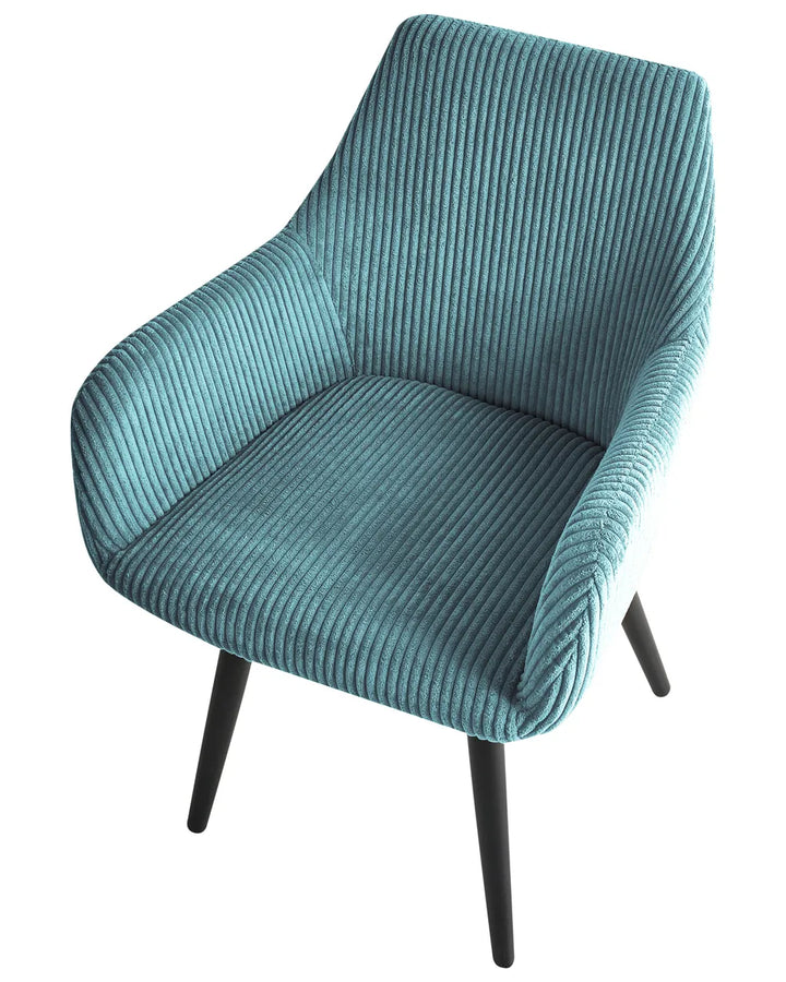 Set of 2 Dining Chairs Corduroy Turquoise Cami