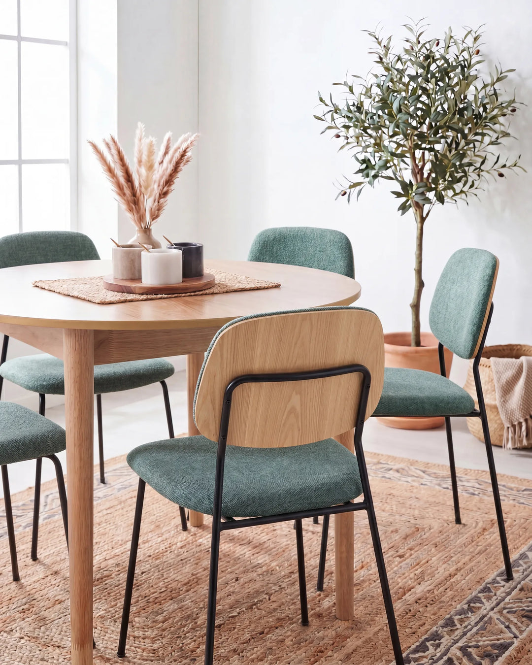 Set of 4 Dining Chairs Fabric Green Pyx