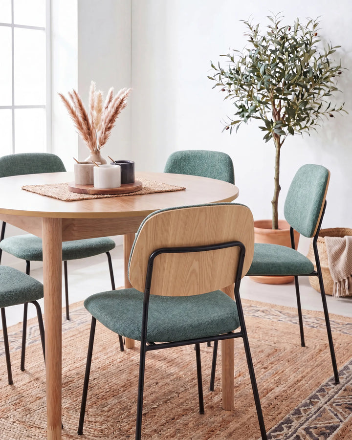 Set of 4 Dining Chairs Fabric Green Pyx