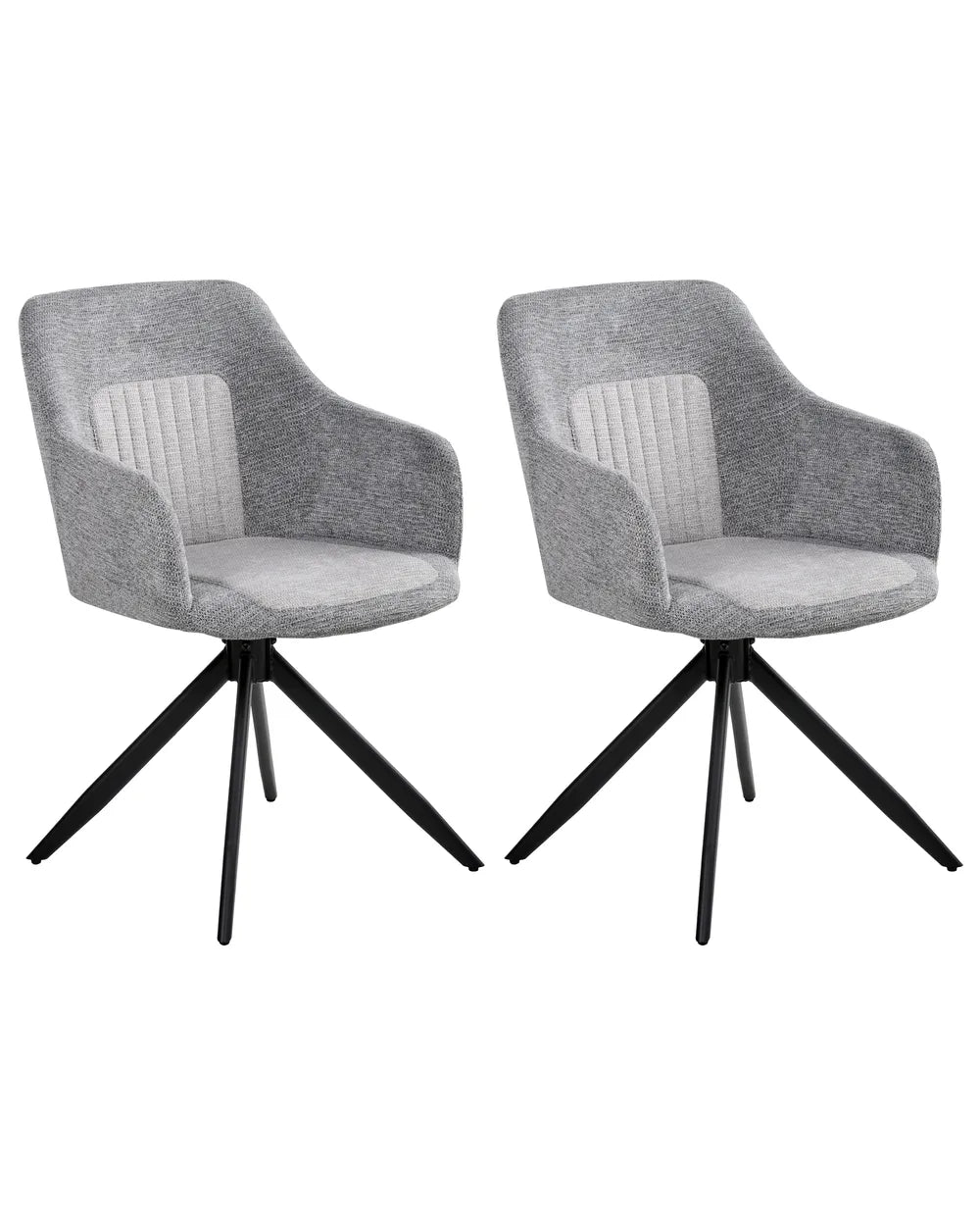 Set of 2 Dining Chairs Swivel Fabric Grey Kelly