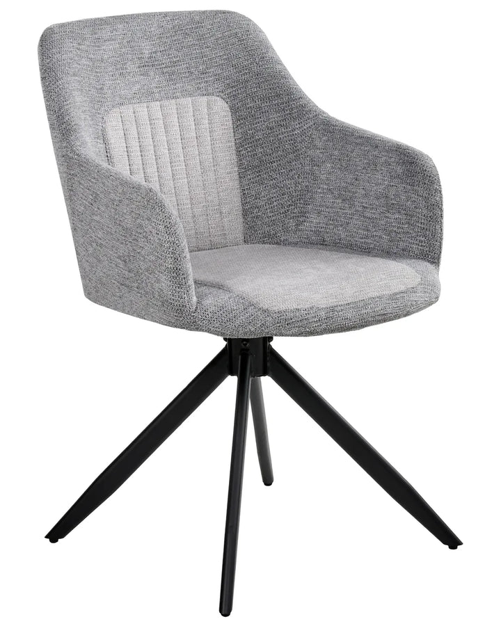 Set of 2 Dining Chairs Swivel Fabric Grey Kelly