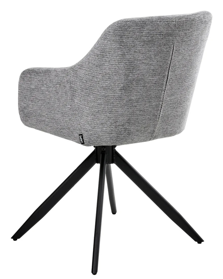 Set of 2 Dining Chairs Swivel Fabric Grey Kelly
