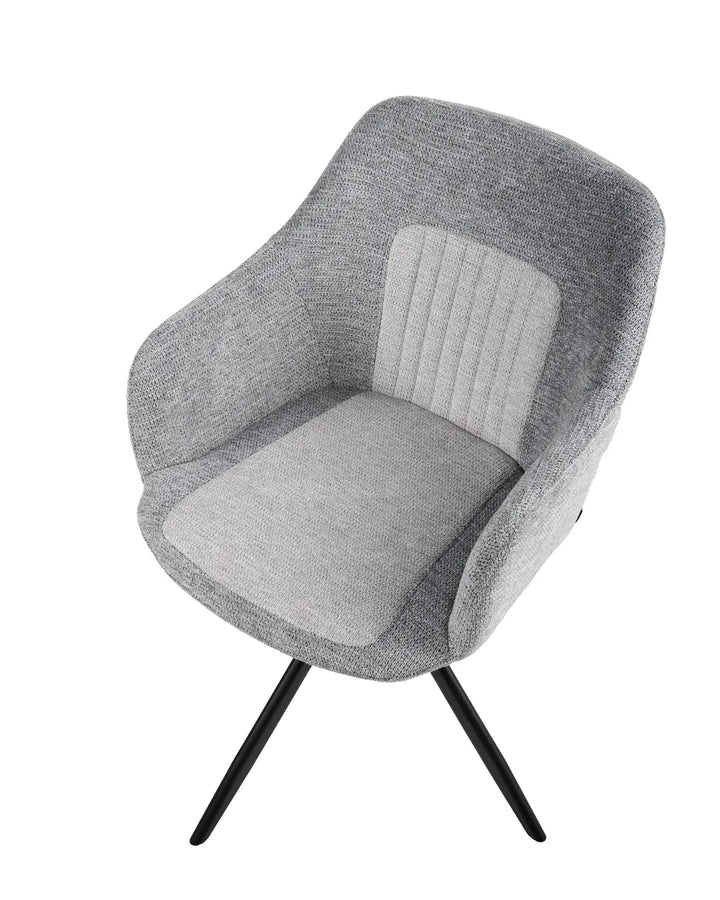 Set of 2 Dining Chairs Swivel Fabric Grey Kelly