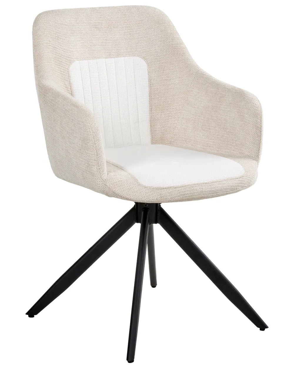 Set of 2 Dining Chairs Swivel Fabric Light Beige Kelly