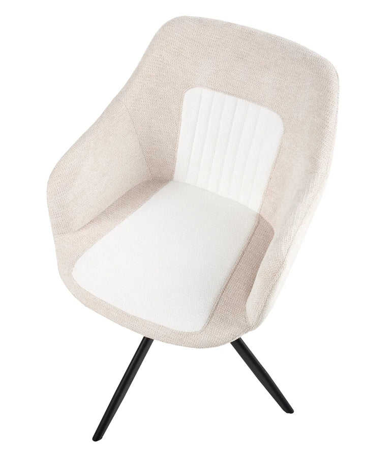 Set of 2 Dining Chairs Swivel Fabric Light Beige Kelly