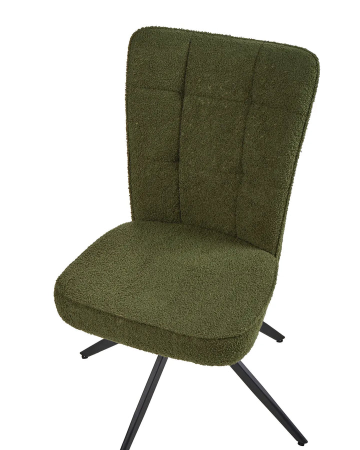 Set of 2 Dining Chairs Swivel Boucle Green Merry