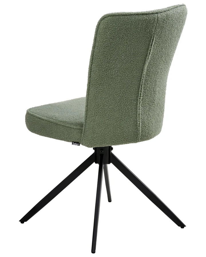 Set of 2 Dining Chairs Swivel Boucle Light Green Merry