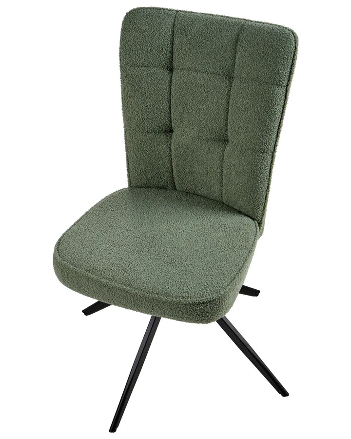Set of 2 Dining Chairs Swivel Boucle Light Green Merry