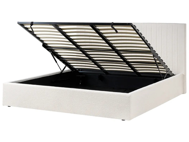 Ottoman Bed Boucle 180 x 200 cm (EU Super King) Off-White Kitty