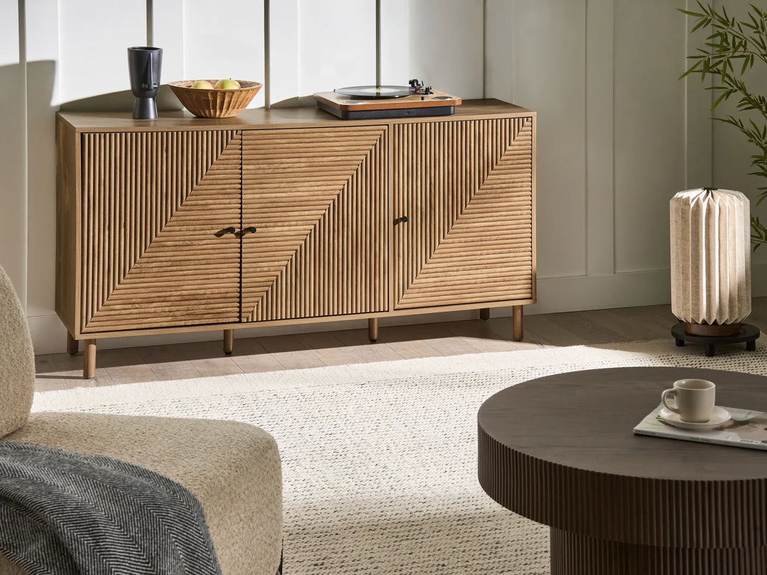 3 Door Sideboard Light Brown Nina