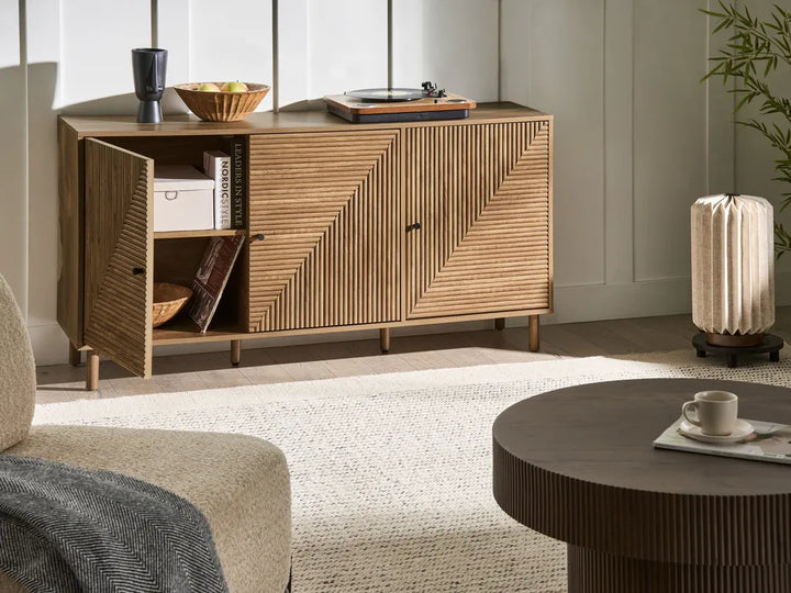 3 Door Sideboard Light Brown Nina