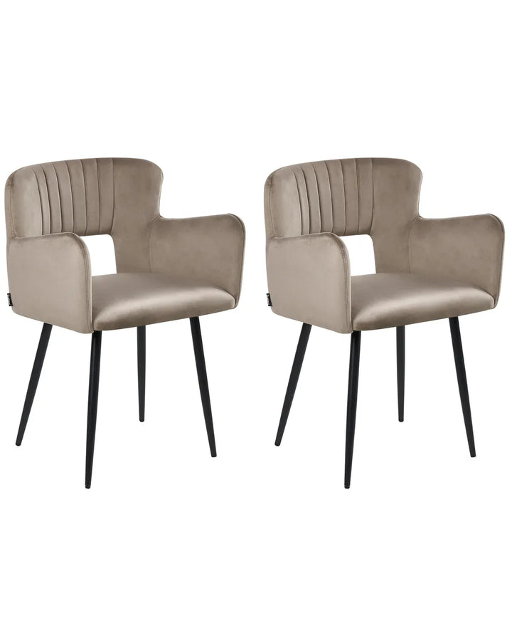 Set of 2 Dining Chairs Velvet Taupe York